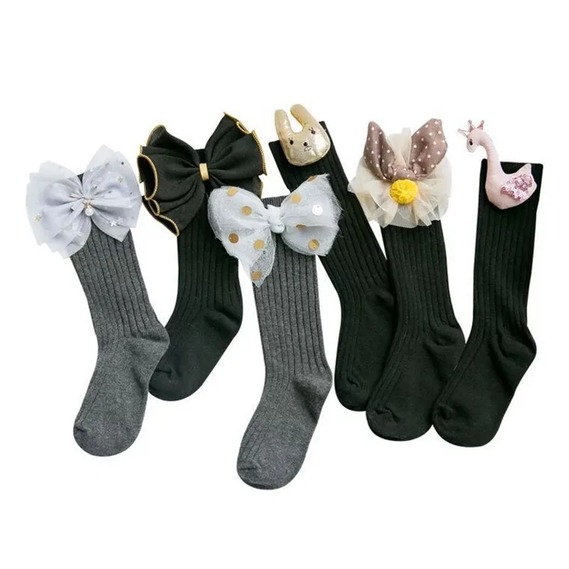 

Baby Cotton Socks Girl Lovely 3D Animal Bowknot Knee High Sock Leg Warmer Infant Long Socks Children Fashion 1-5Years