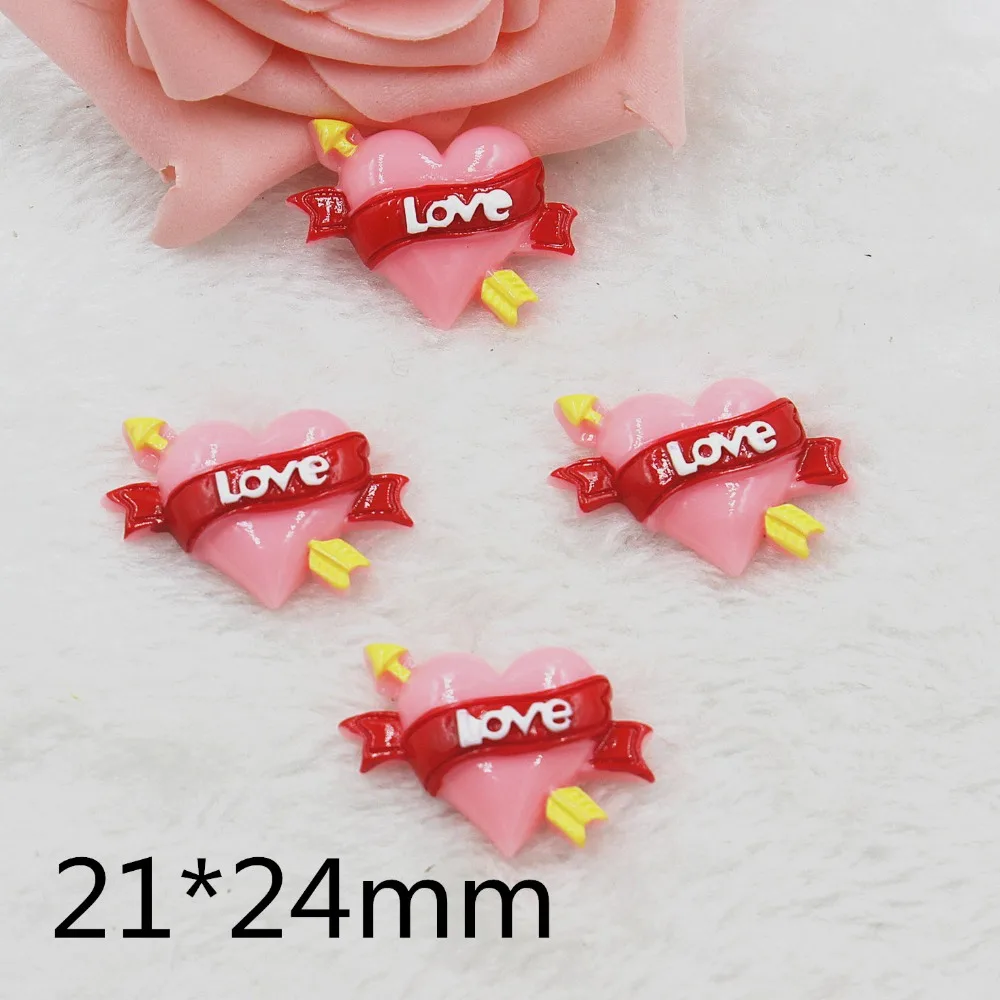 

30pcs/lot flat back resin heart resin cabochons accessories for kids hair