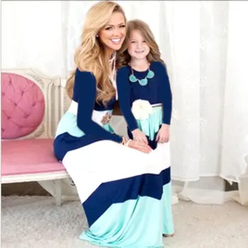 

Mommy and me fashion Long sleeve Autumn dress 2018 Mother & kids New Striped Mother daughter dresses family matching outfits