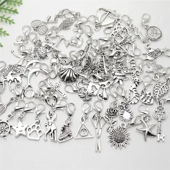 

Mix Lobster clasp pendant with floating charm fit Pandora Charms diy Bracelets Jewelry Making 50pcs/lot