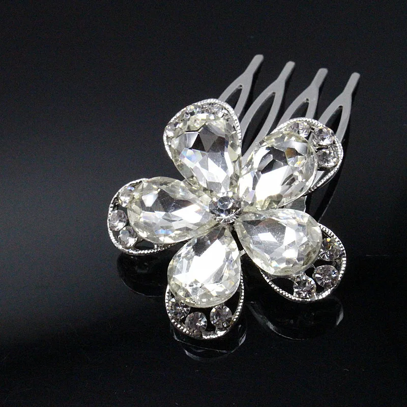 1pc Flower Clip Hair Comb Brides Gold Silver Hair Pin Butterfly Rhinestone Wedding Accessories bijoux cheveux