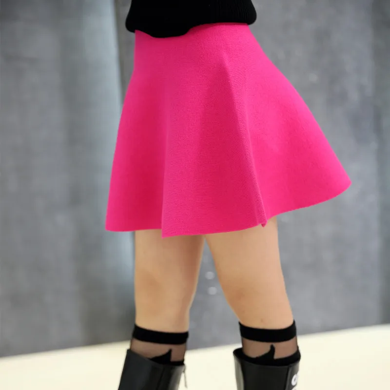 

2018 New Korean Children's Skirt Spring and Autumn's Pure Color Girl's Princess Knitted Skirt
