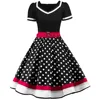 Robe Rockabilly Vintage à pois pour femmes, grande taille, noir, rouge, robe de soirée élégante, été, S-4XL ► Photo 1/6