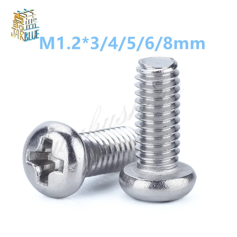 

20PCS GB818 1854 Round Pan Head Phillips Screws 304 Stainless Steel Machine Screws M1.2*3/4/5/6/8/10mm