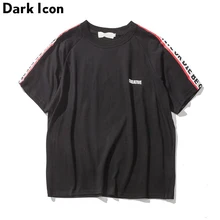 DARK ICON быть креативным или Die on Sleeve оверсайз с открытыми плечами Мужская футболка с коротким рукавом летняя уличная одежда хип-хоп футболки