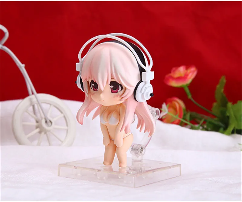 Anime Super Sonico Heandphone in Bikini Sexy Action Figure Toys Maid Sonic Cosplay Figuras Dolls Gift Q Ver. 2pcslot 8cm  (4)