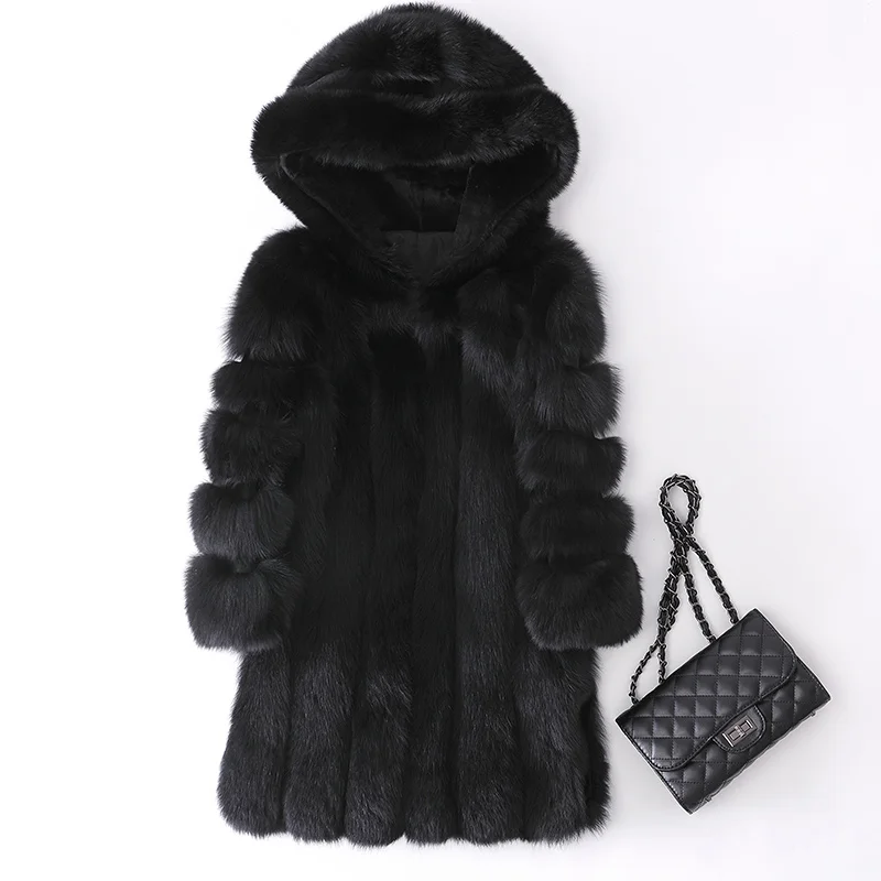 gray Jv19712 2008 Et Mode Manteau black Moyen Femmes Nouvelle De Fourrure White Renard Loisirs Long qrwzPAqO
