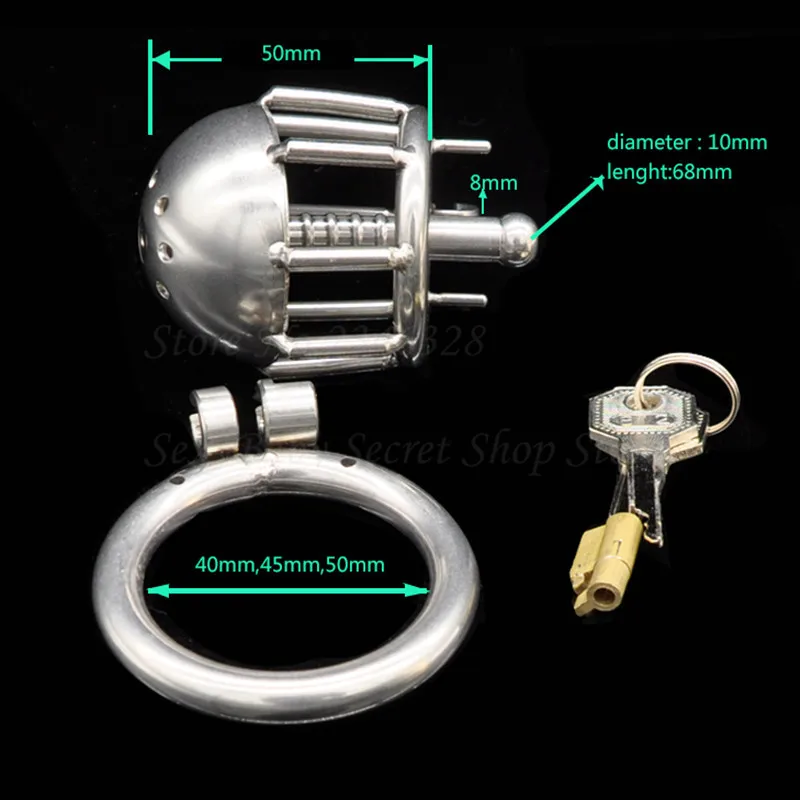 304 Stainless Steel Cock Cage Male Chastity Device Urethral Sounding Catheter Penis Lock Chastity Belt Penis Ring Sex Products
