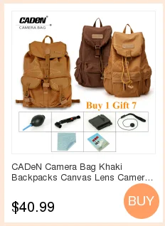 Камера Caden Сумка Рюкзаки цвета хаки холст объектив фото-, видеокамера Водонепроницаемая сумка для Canon Nikon Pentex DSLR