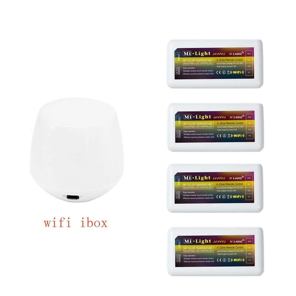 

Mi.Light 2.4G Wireless RF Wifi Ibox Night Light Led Controller,CCT Led Dimmer Controller For CCT/CW/WW Led Strip DC12-24V