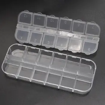 

12 Grids Plastic Storage Case Small Thing Container Nail Art Products Box Rhinestone Earring Jewelry Compartment Storages Casing