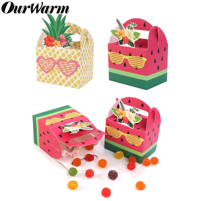 OurWarm 10 قطعة الحلوى صناديق الأناناس البطيخ الحلوى صناديق ل عيد ميلاد الطفل دش الزفاف ديكور هاواي حزب صالح