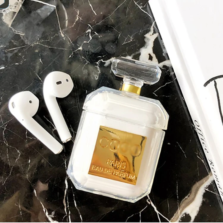 

Luxury Brand Metal Chain Silicone Case For Airpods Transparent Protector Bluetooth Charging Bag Earphone Headset Box Accessories