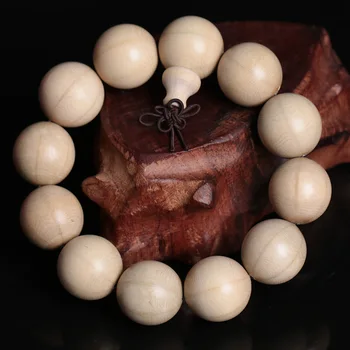 

High Quality 15mm 18mm 20mm Buddhist Prayer Beads Bracelet Men,Elastic Luxury Strand Natural Abelia Bracelets Bangles Male