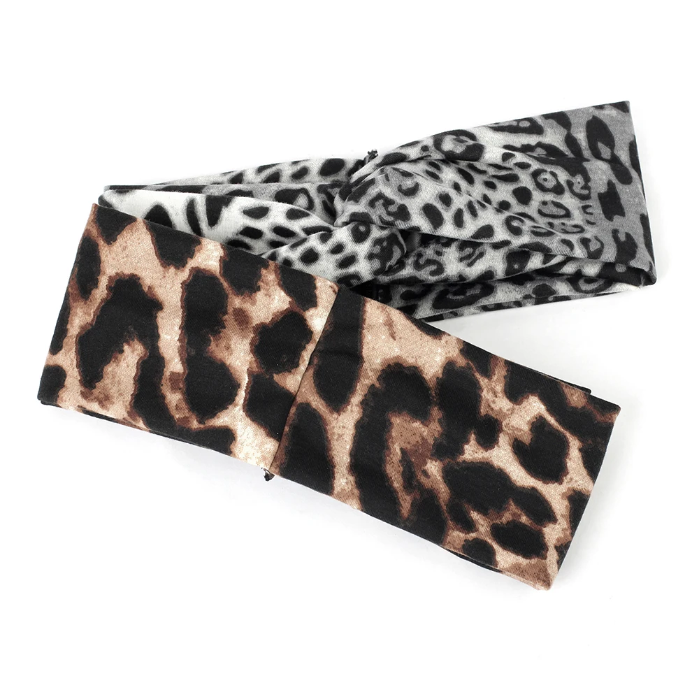 Geebro винтажная модная леопардовая повязка на голову с перекрестным узлом для женщин эластичные растягивающиеся бархатные повязки на волосы скрученные головные уборы аксессуары для волос