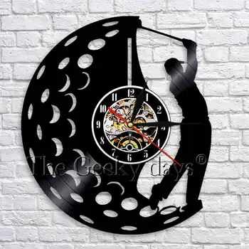 

Play Golf Wall Clock Golf Club Wall Sign Wall Decor Modern Design Vinyl Record Wall Clock Watch Unique Gift For Golf Fans