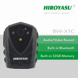 Hiroyasu bw-x1c HD 32 ГБ 1080 P 30fps ношения на теле видеокамера Динамик микрофон с wireeless Bluetooth и ptt