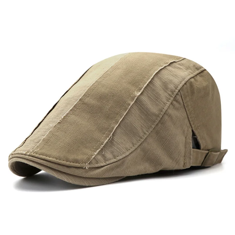 [AETRENDS] Man Hat Cotton Washed Plain Berets Flat Cap Ivy Newsboy Gatsby Cabbie Beret Hats Z-6525 - Цвет: Khaki