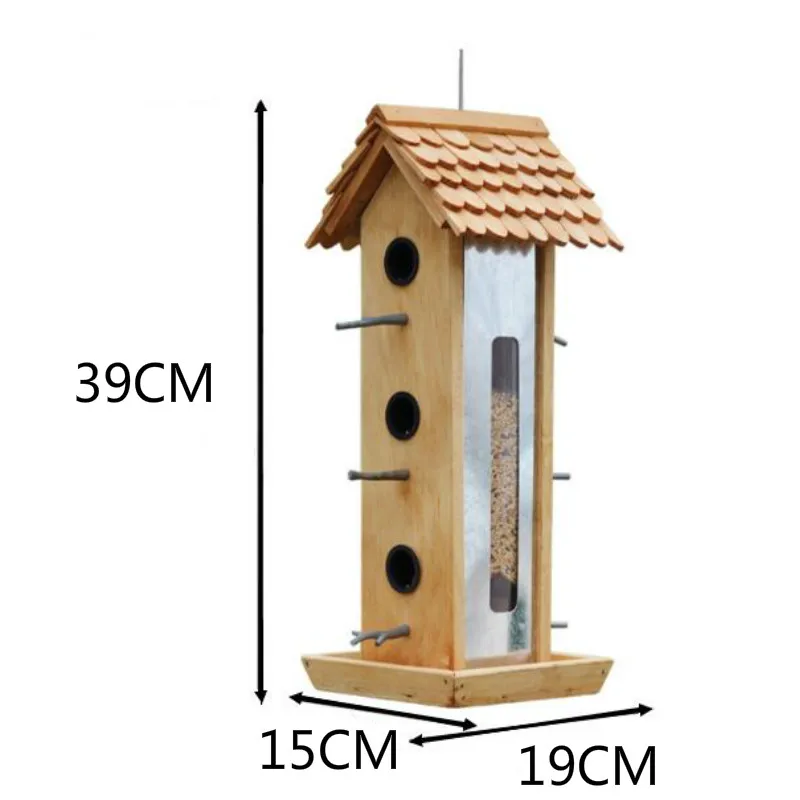 Американский Открытый Деревянный водонепроницаемый синица кормушка для птиц открытый вилла Пейзаж украшения сплав станция кормушка ZP3281640 - Цвет: Bird feeder