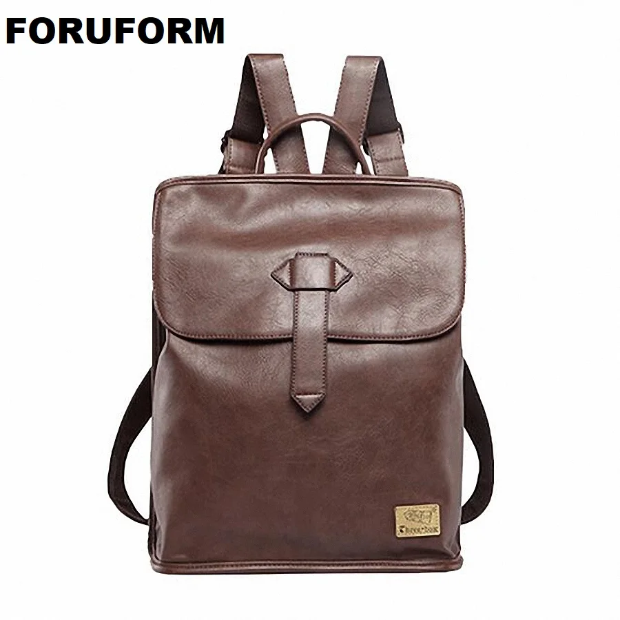 

New Men Backpacks Vintage Leather Backpack Travel Bag Student Casual 14 Inch Laptop Backpack School Bags Girls LI-1596