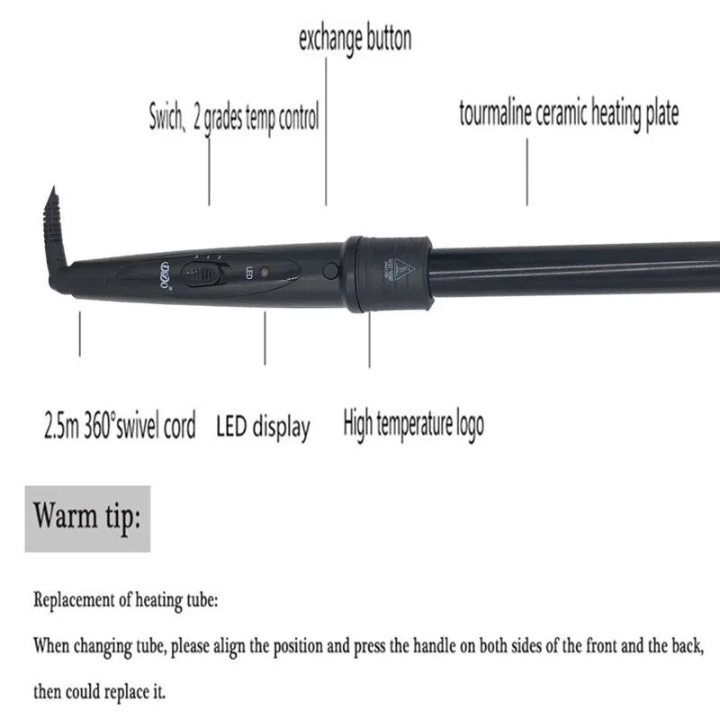 3 Part Hair Curling Iron Machine 3P Ceramic Hair Curler Set 3 Sizes 9mm-19mm-25mm Curling Wand Rollers With Glove Clips hair curler hair iron