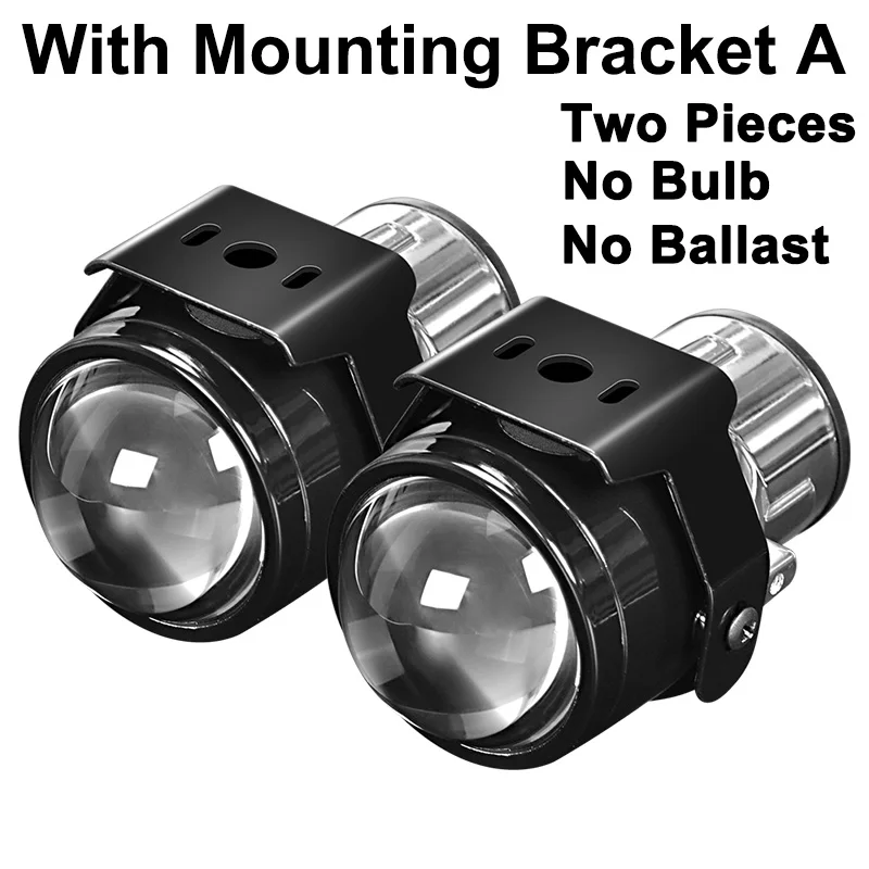 2 pcs with bracket A Металлический 2,5 дюймов Биксенон HID авто-Стайлинг противотуманных фар объектив проектора Hi/Lo универсальная противотуманная фара для автомобиля Модифицированная H11 HID светодиодные лампы - Цвет: 2 pcs with bracket A