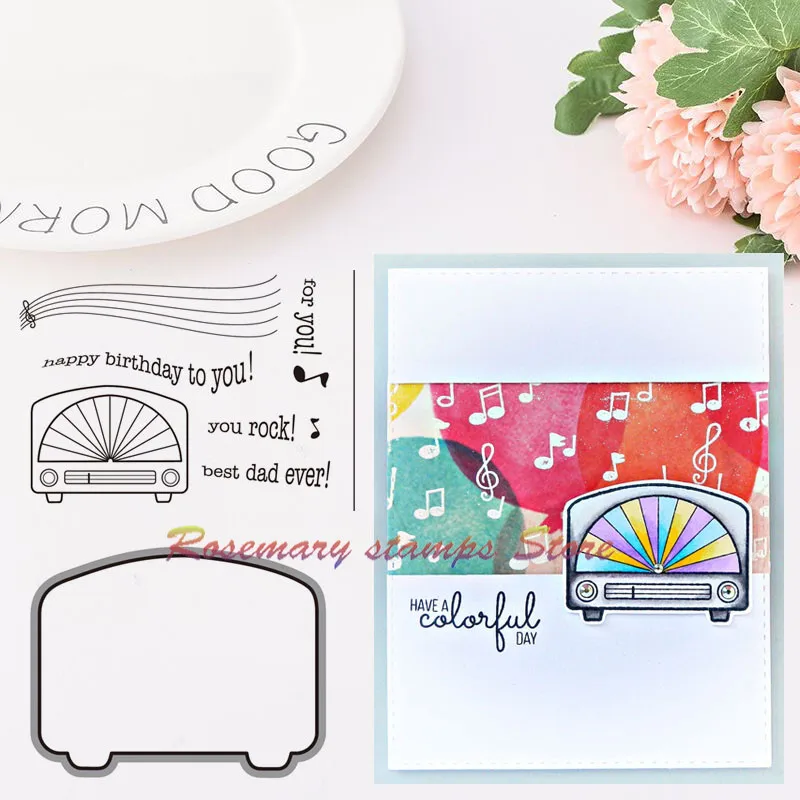 

Rosemary stamps Clear Radio Rock Cutting Metal Decorative Scrapbooking Steel Craft Die Cut and Stamps Embossing Card Stencil