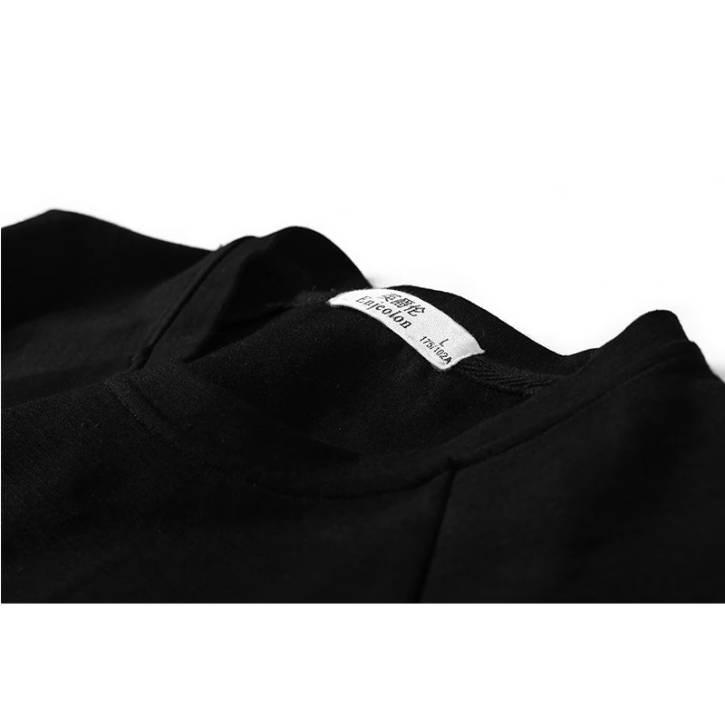 Enjeolon, брендовая Черная Толстовка с длинным рукавом, мужская толстовка с карманом, мужская повседневная толстовка 3XL, пуловер, одежда WY545