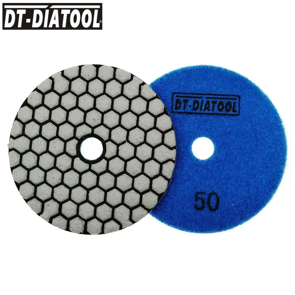 DT DIATOOL 7 шт. 100 мм Алмазные полировальные колодки Сухой шлифовальный диск #50 для