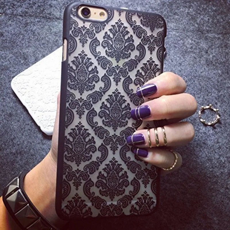 For-iPhone-6S-Case-6-7-Plus-5-5S-SE-Baroque-Retro-Court-Lace-Pattern-Texture-Hard-Plastic-Clear-Cover-Mobile-Phone-Accessories-1 (3)
