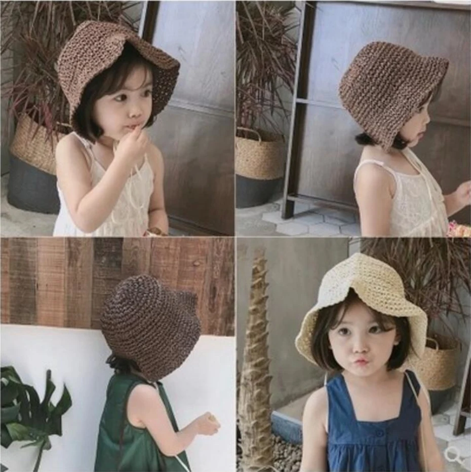 CHING YUN, летняя Солнцезащитная шляпа для девочек, соломенная Кепка с большими полями, милый стиль, пляжная шляпа, складная, для путешествий, Корея, для девочек и мальчиков, шляпа для отдыха