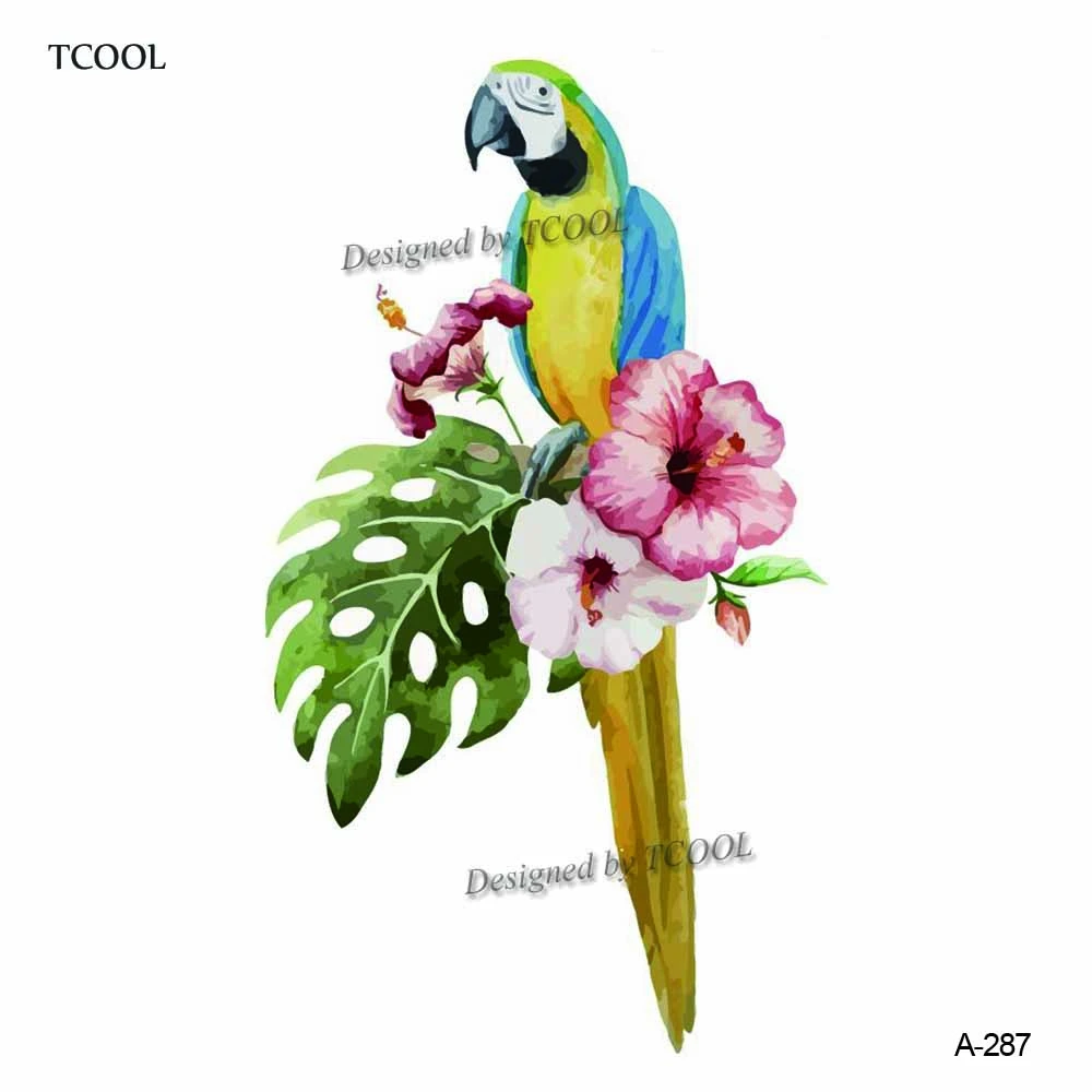 HXMAN Parrot временная татуировка наклейка для детей ручная боди-арт птица горячий дизайн поддельные женские водонепроницаемые тату бумага 9,8X6 см A-062 - Цвет: A 287