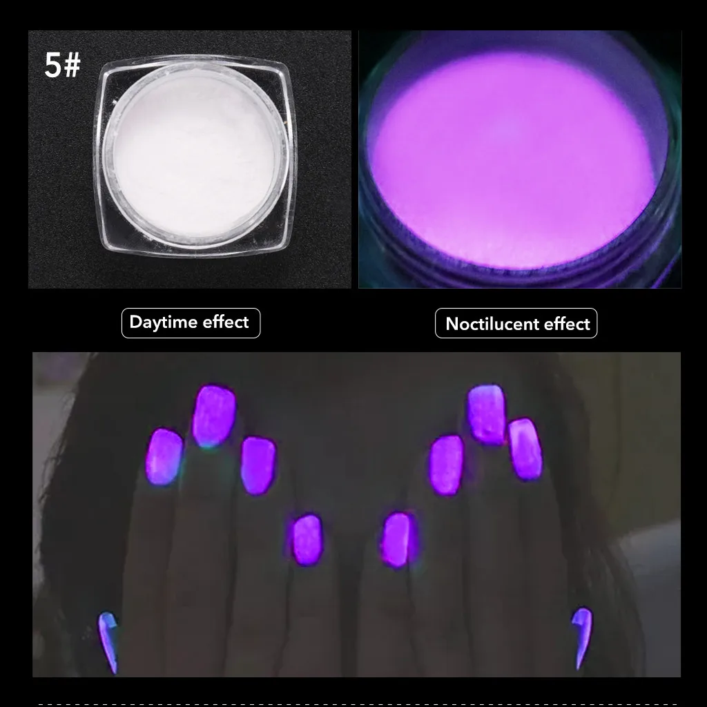 Неоновые цвета яркий лак для ногтей порошок светится в темноте пыль светящийся пигмент фосфоресцирующий флуоресцентный лак для ногтей порошок#2
