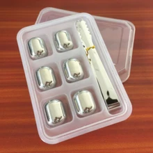 6 шт./лот Эллипсоид виски Камни с зажимом 26 мм x 32 мм Нержавеющая сталь рок вкус вина пиво льда камень бар рождественский Подарок Охладитель