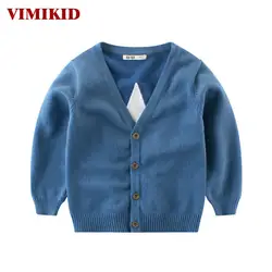 VIMIKID мальчиков Костюмы пальто осенью новый с длинными рукавами v-образным вырезом однобортный пятиконечная кардиган детская одежда свитер