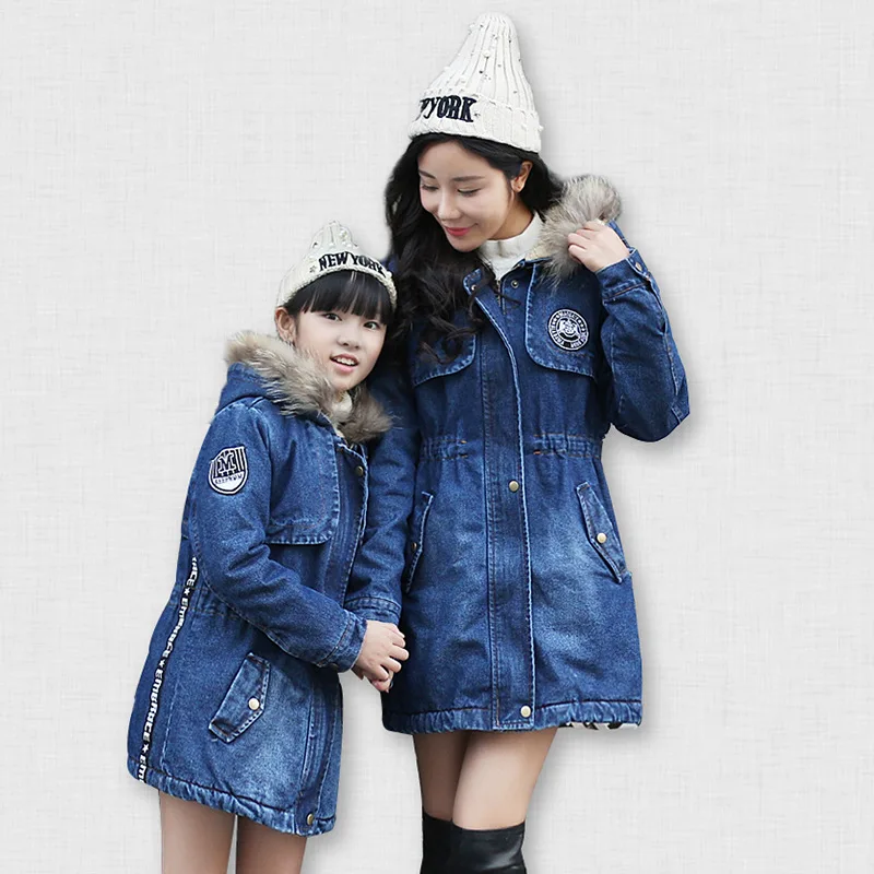 Mother Baby Matching Cartoon Clothes 2016 Mom Baby Clothes Family Clothing Mom Daughter Cotton Velvet Coat