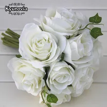 Kyunovia искусственный цветок buque Свадебные украшения 10 шт. шелковые розы невесты свадебный цветок свадебный букет D38