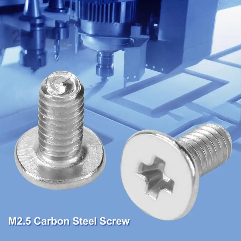 

100Pcs M2.5 Flat Carbon Steel Head Screws Machine Screw Machinery Repair Parts screw nut Fastener parafuso Best Offer Wholesale