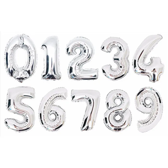 32 40 дюймов большой номер фольгированные шары цифра гелиевые шары для свадьбы и дня рождения украшения Детские воздушные шары игрушки вечерние товары - Цвет: R2-Silver Balloon