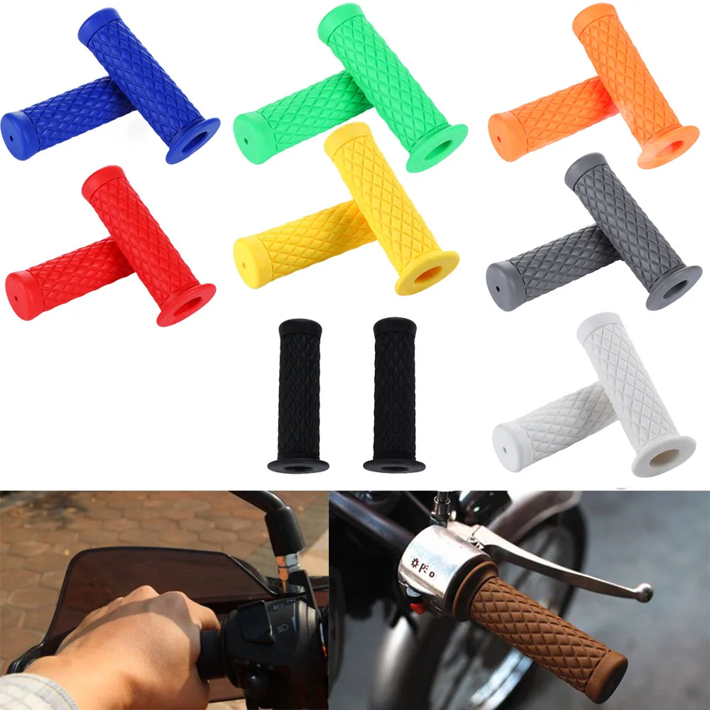 

7/8'' Motorcycle Retro Rubber Handlebar Hand Grip Cover For Honda Suzuki Kawasaki Triumph Cafe Racer Car Accessories 8 Colors