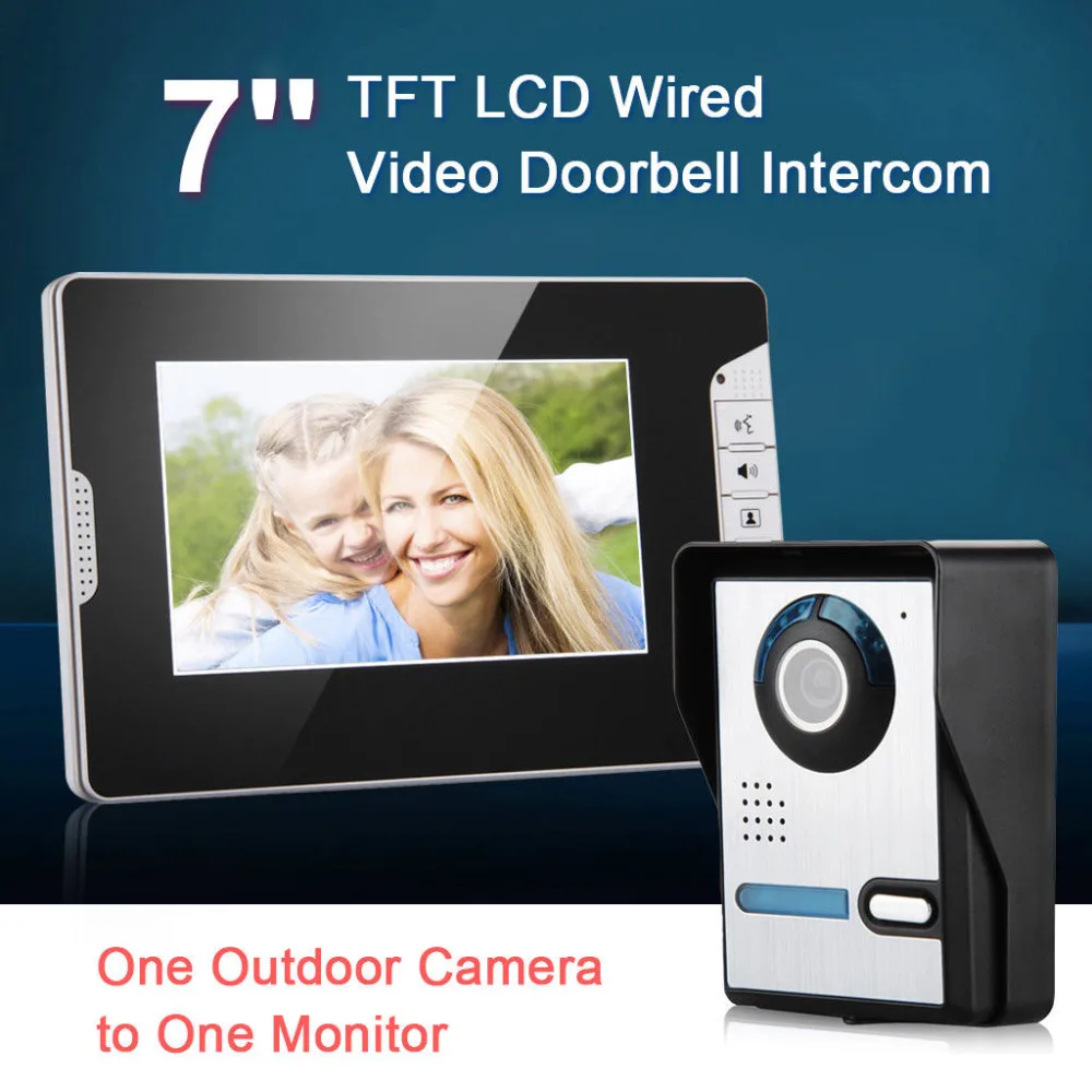 Porteiro com Ir-cut Câmera à Prova de Chuva Polegada Vídeo Porta Telefone Campainha Intercom Kit Visual hd 700tvl Desbloquear 7 Fio Cor Lcd