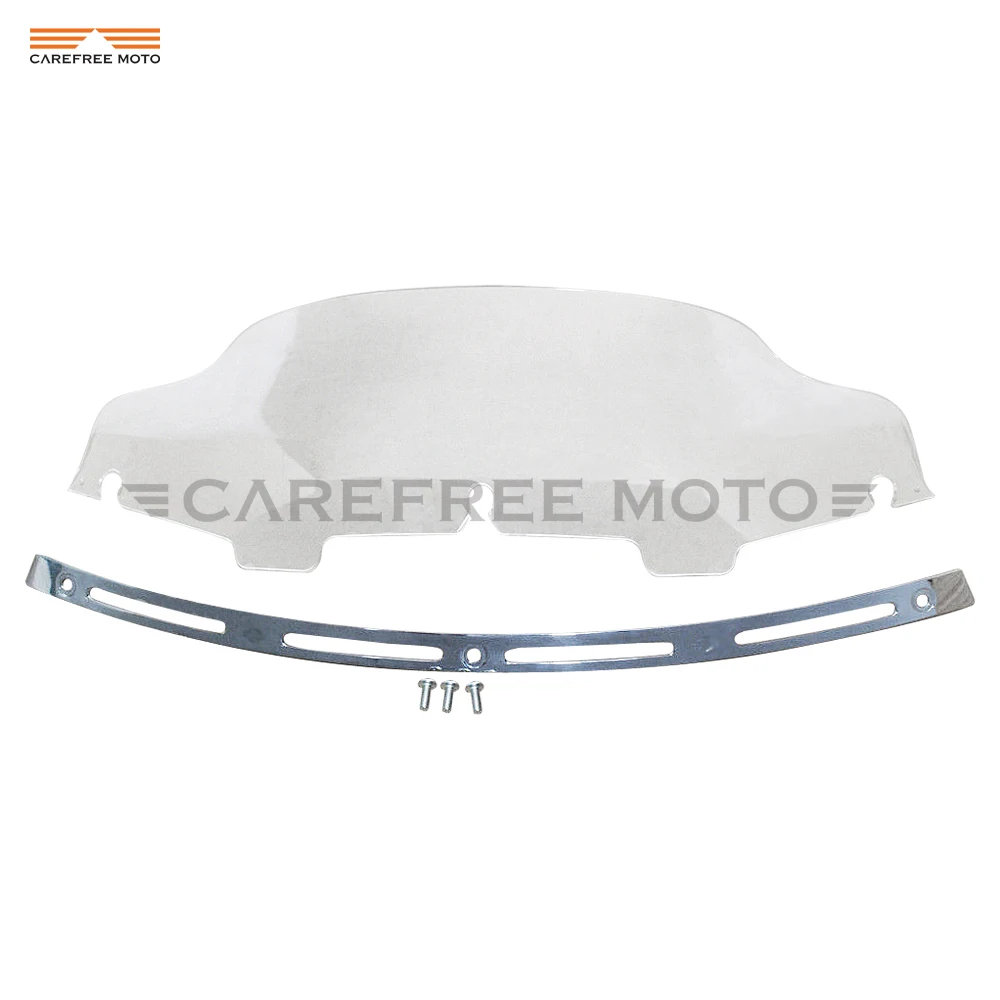 

6" Clear Motorcycle Windshield And Chrome Slotted Stock Batwing Trim case for Harley Electra Street Glide Touring 1996-2013