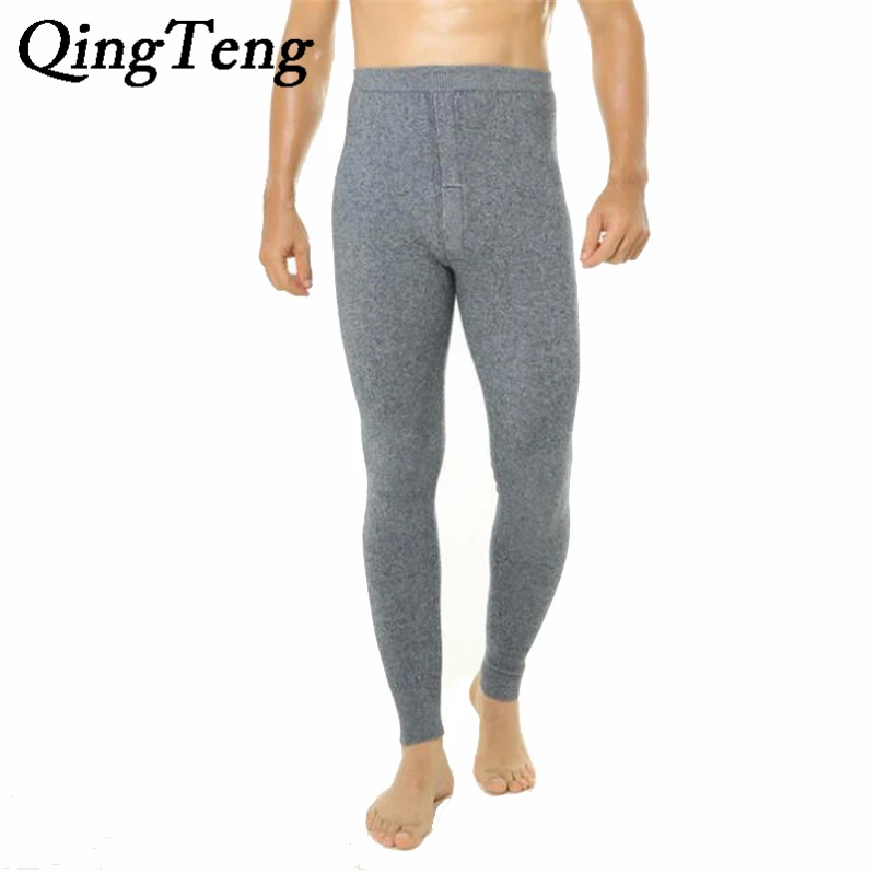 Qingteng зимние колготки мериносовой шерсти мужчины \ 'ы лонг джонс тепловые underwear