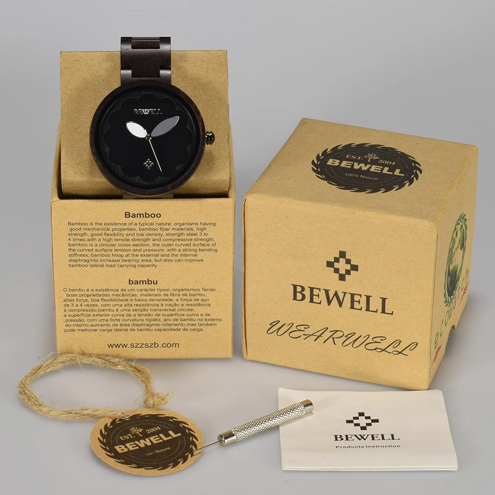 Деревянные часы Bewell женские роскошные Брендовые женские деревянные часы наручные часы кварцевые часы Relogio распродажа подарок в коробке 152A