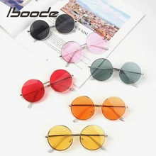 Iboode корейские модные солнцезащитные очки Детские Круглый в винтажном и ретро стиле металлические солнцезащитные очки для мальчиков и девочек простые черные, розовые, красные очки oculos