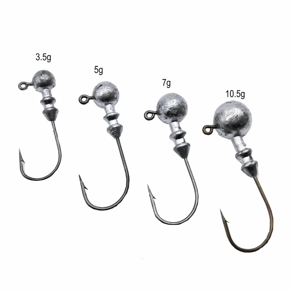 

New 5 PSC/Lot 3.5g/5g/7g/10.5g Lead Head Hook Jigs Bait Fishing Hooks For Soft Lure Fishing Tackle