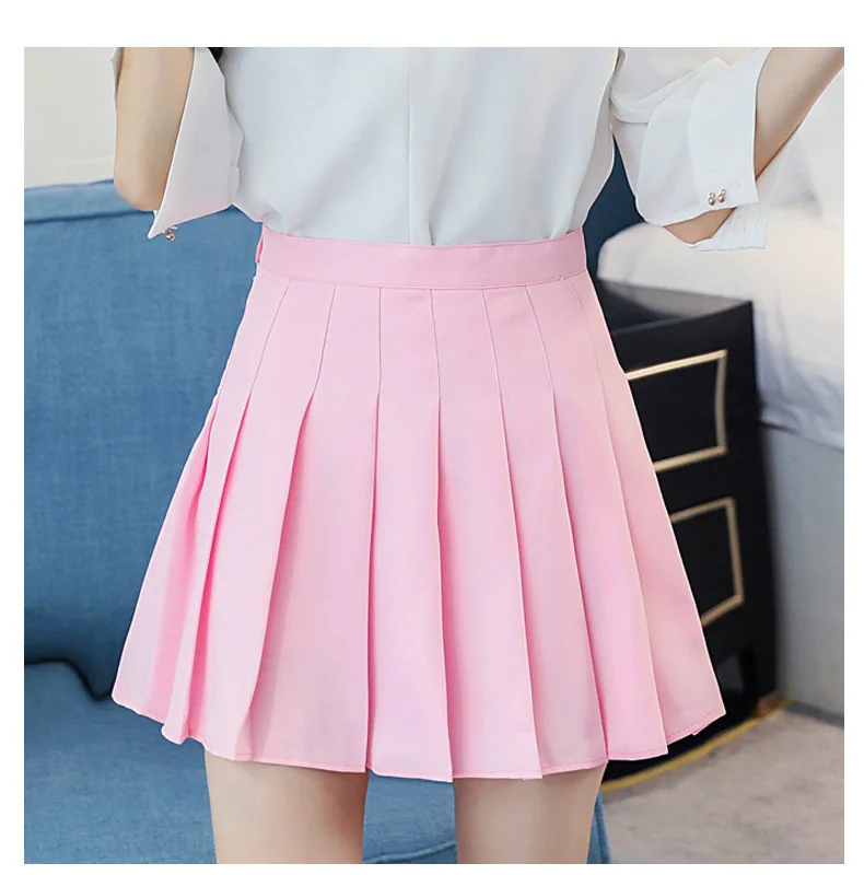 OHRYIYIE/плиссированная Женская юбка в консервативном стиле с завышенной талией; мини-юбка-пачка трапециевидной формы; женская юбка-пачка; цвет синий, розовый; Kawaii; юбка для школы; Saia Faldas