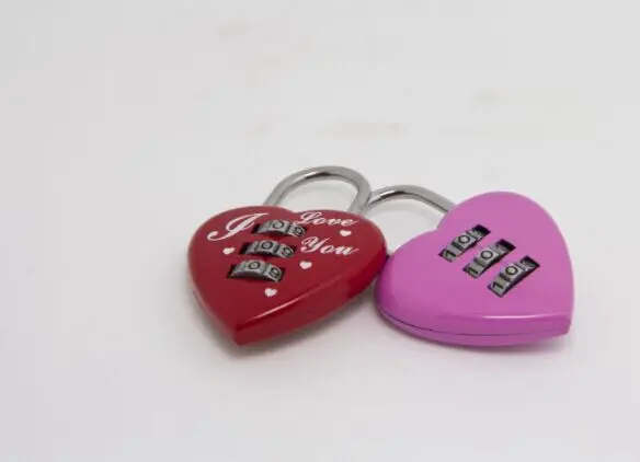 2 Colors Heart Shaped Mini Luggage Suitcase Padlock Coded Lock Luggage Lock Travel Accessories