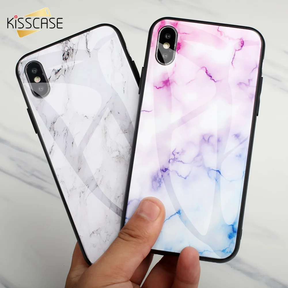 KISSCASE мраморный стеклянный чехол для телефона iPhone 7 8 X XR XS MAX TPU Чехлы 7X6 6S Plus Tmepered Galss
