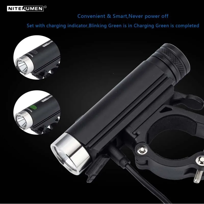 NITENUMEN X1S 1xcree XM-L2 850 люмен 3-Mode USB Перезаряжаемый светодиодный фонарик для велосипеда(1x18650